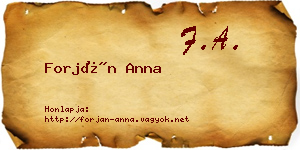 Forján Anna névjegykártya
