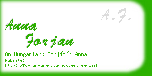 anna forjan business card